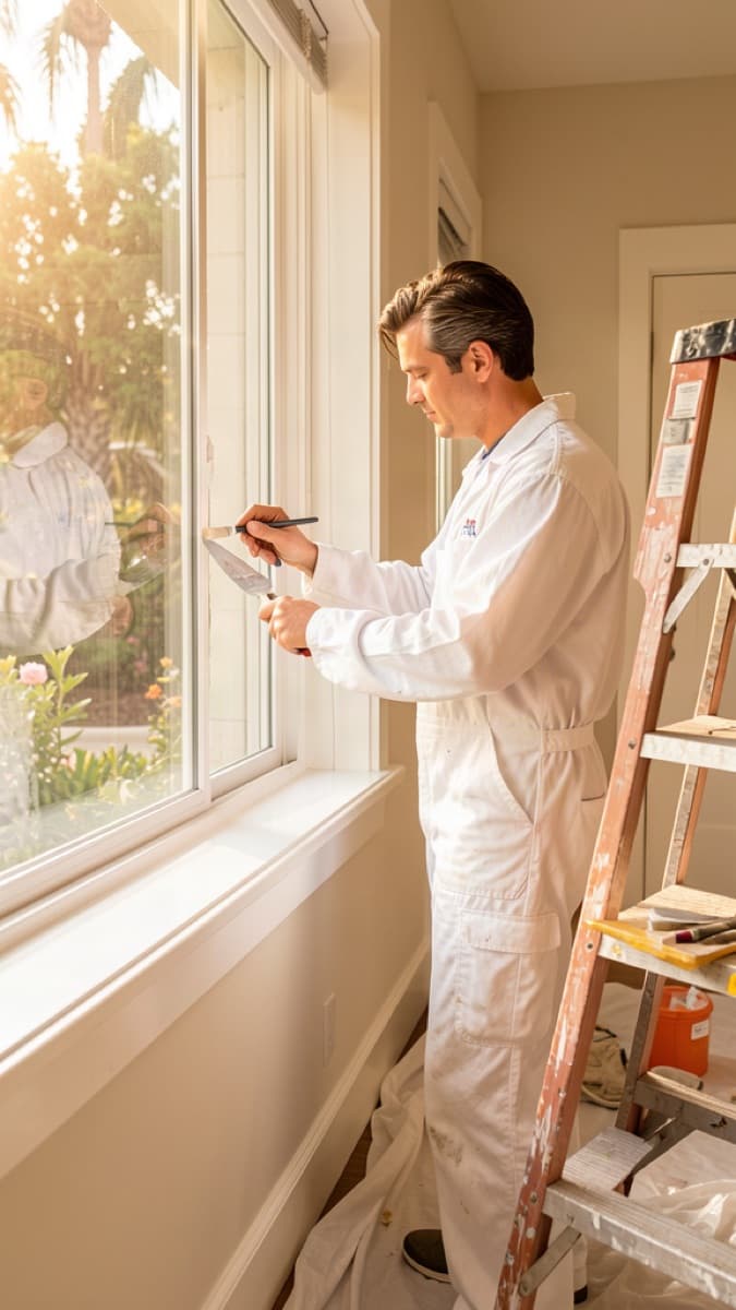 Painter applying a fresh coat to an interior wall